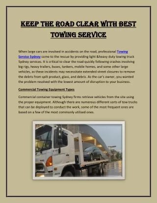 Keep The Road Clear With Best Towing Service