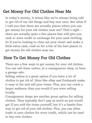Get Money For Old Clothes Near Me