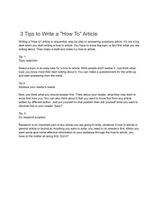 3 Tips to Write a "How To" Article