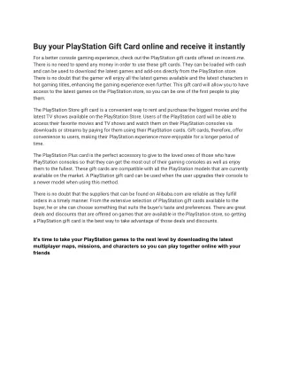 Buy your PlayStation Gift Card online and receive it instantly