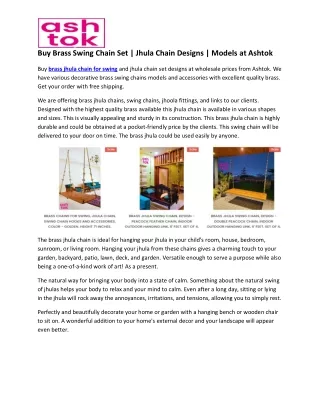 Buy Brass Swing Chain Set | Jhula Chain Designs | Models at Ashtok