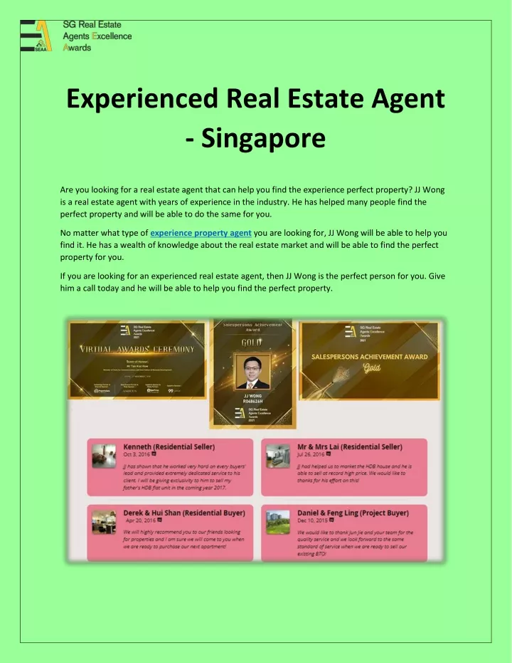 experienced real estate agent singapore