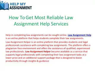 How To Get Most Reliable Law Assignment Help