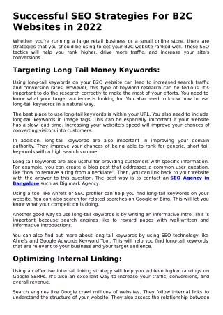 successful seo strategies for b2c websites in 2022