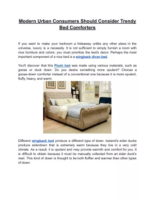 Modern Urban Consumers Should Consider Trendy Bed Comforters