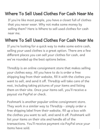 Where To Sell Used Clothes For Cash Near Me