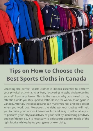 Tips on How to Choose the Best Sports Cloths in Canada