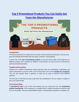 Top 5 Promotional Products You Can Easily Get From the Manufacturer