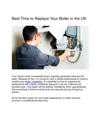 Best Time to Replace Your Boiler in the UK