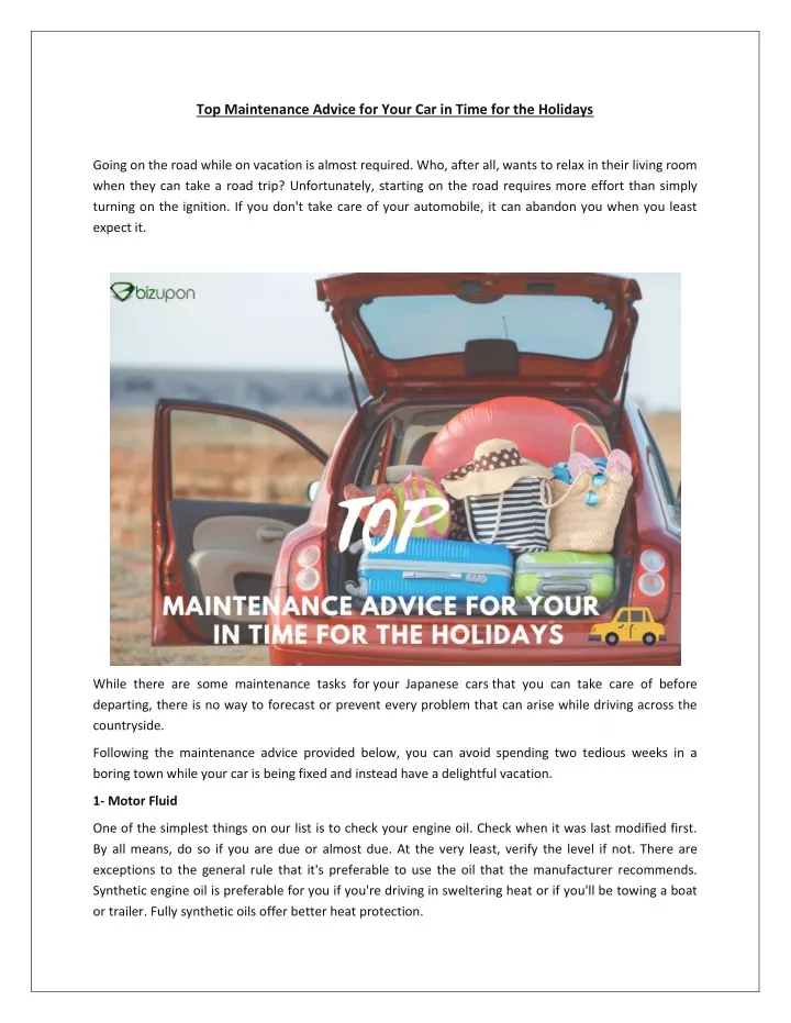 top maintenance advice for your car in time