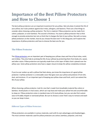 importance of the best pillow protectors