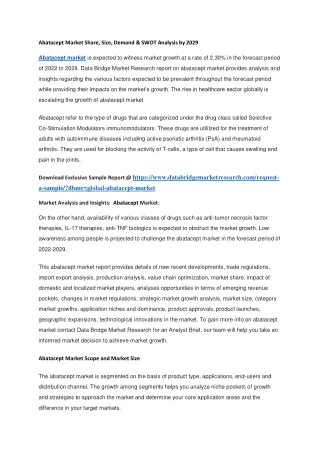 abatacept market share size demand swot analysis