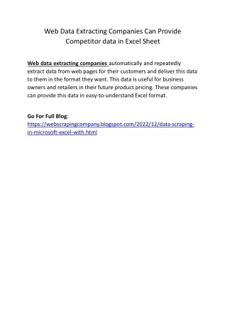 web data extracting companies can provide