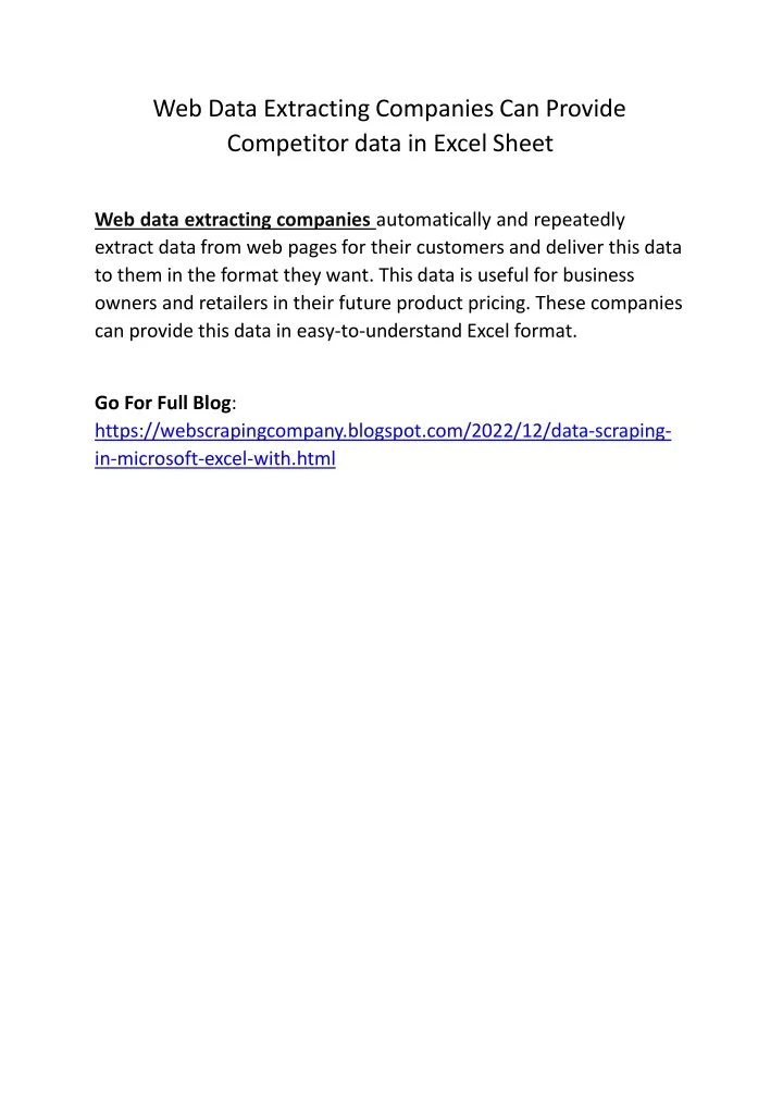 web data extracting companies can provide