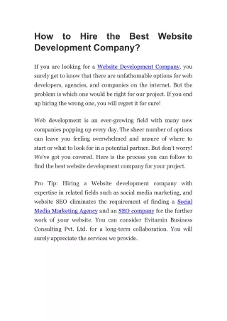 How to Hire the Best Website Development Company