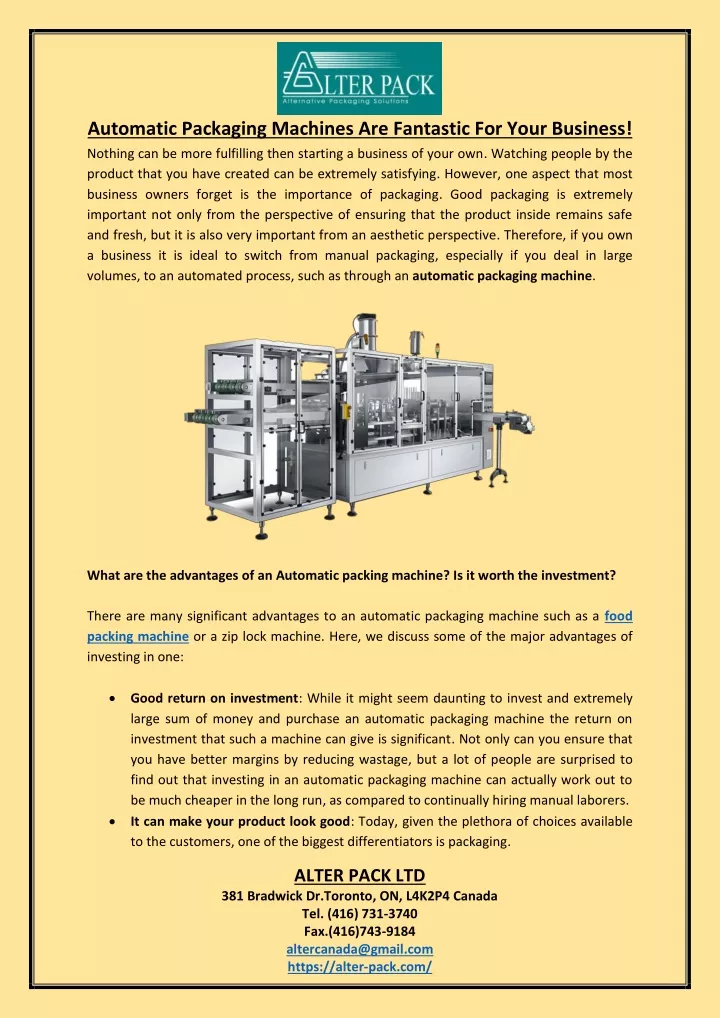 automatic packaging machines are fantastic