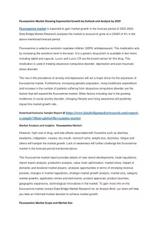 fluvoxamine market showing exponential growth
