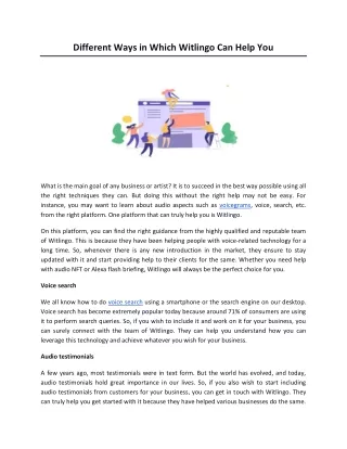 different ways in which witlingo can help you
