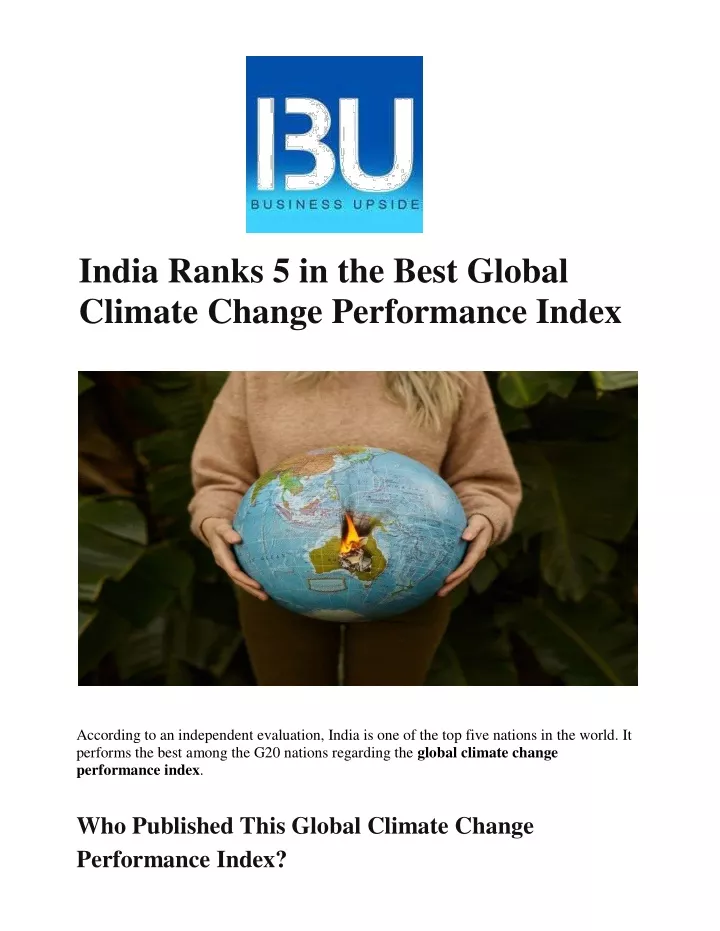 PPT BU India India Ranks 5 in the Best Global Climate Change