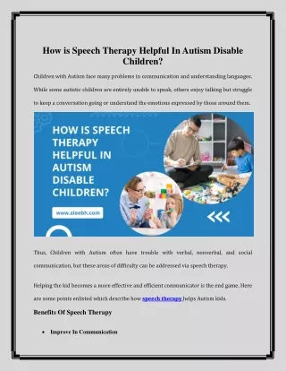 how is speech therapy helpful in autism disable