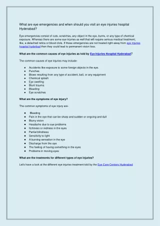 Eye injuries hospital Hyderabad PDF