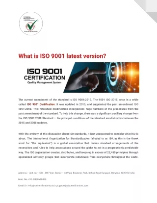 What is ISO 9001 latest version