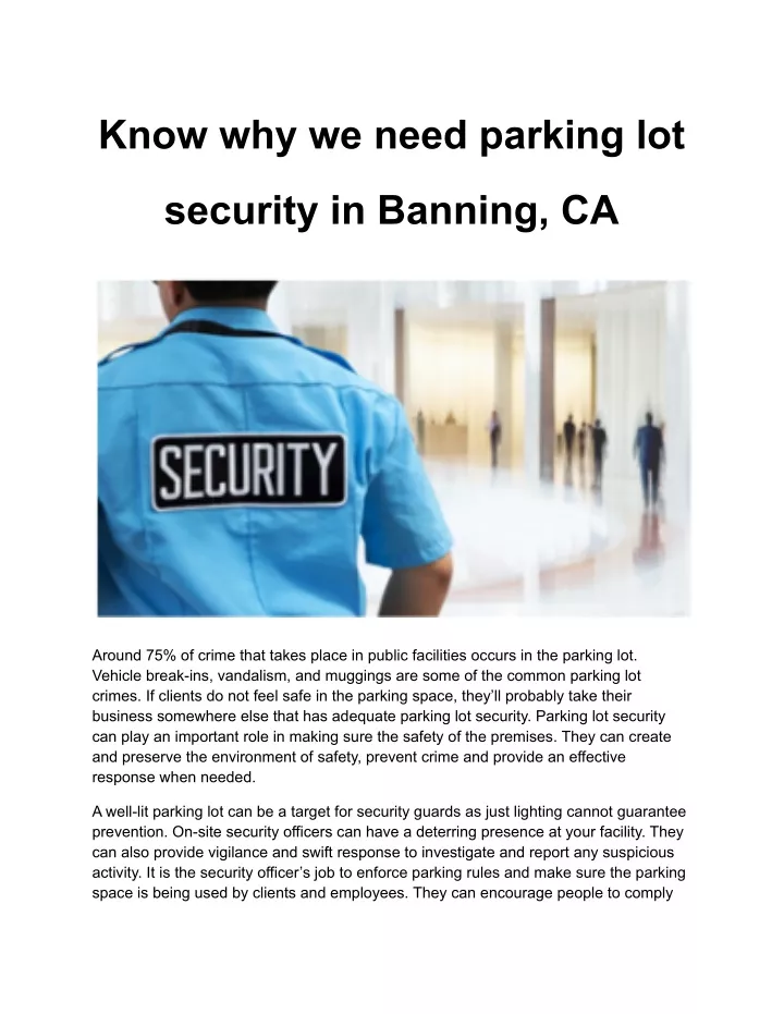 know why we need parking lot