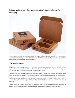Guide on Necessary Tips for Custom Kraft Boxes to follow for Packaging