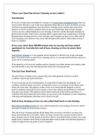 Where can I find End of lease Cleaning services