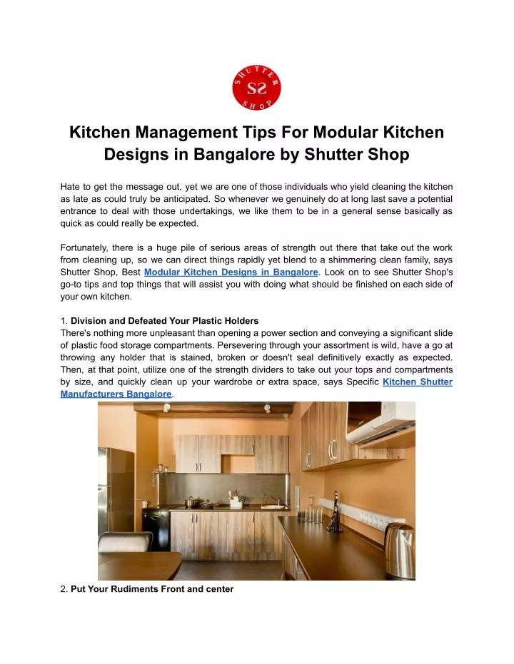 kitchen management tips for modular kitchen