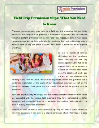 Field Trip Permission Slips What You Need to Know