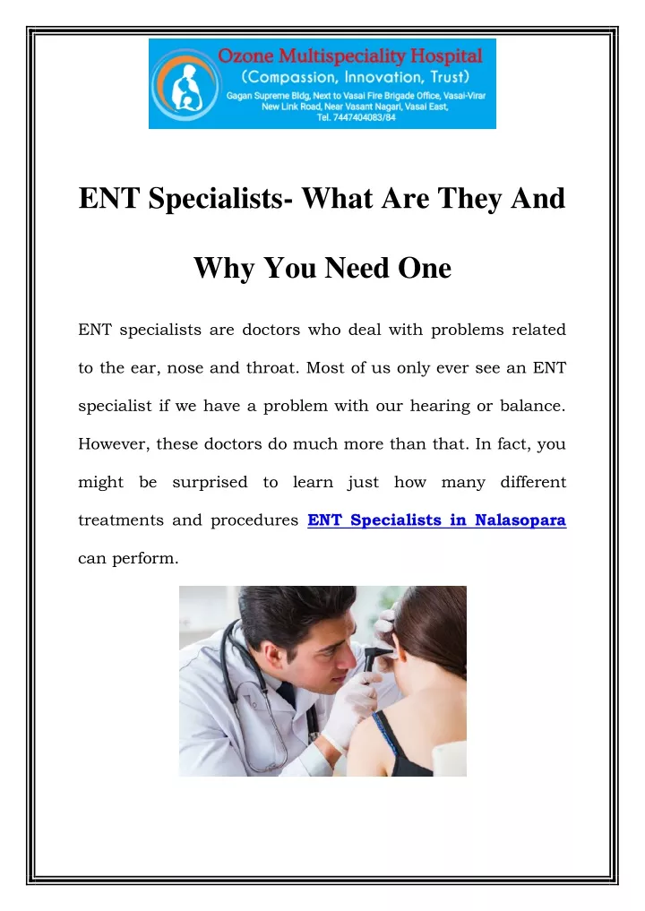 ent specialists what are they and