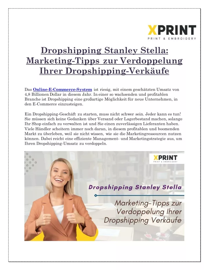 dropshipping stanley stella marketing tipps