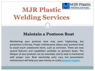 Pontoon repairs @ MJR Plastic Welding Services