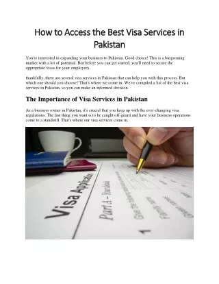 How to Access the Best Visa Services in Pakistan