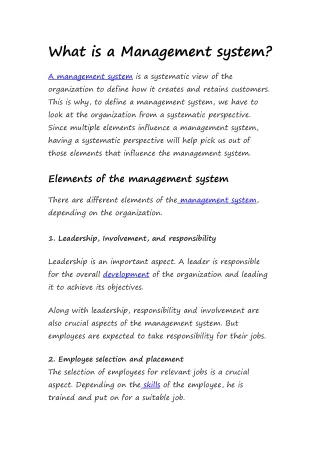 What is a Management system