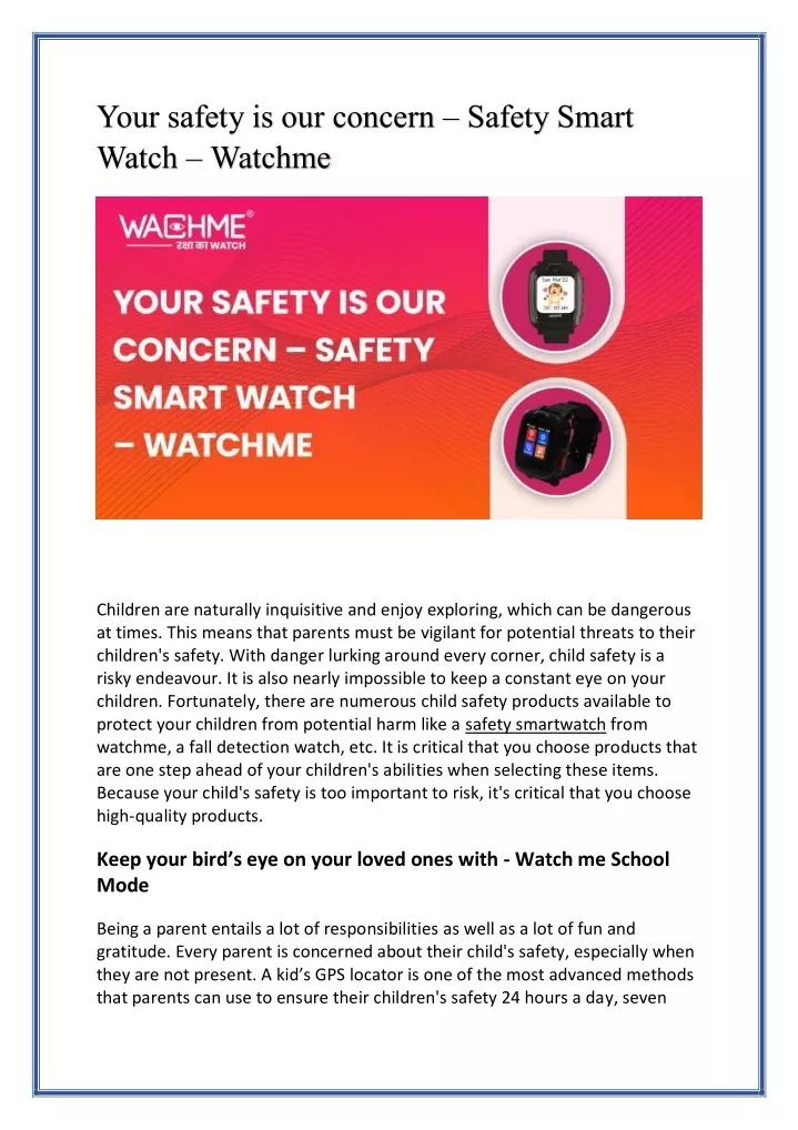 your safety is our concern safety smart watch