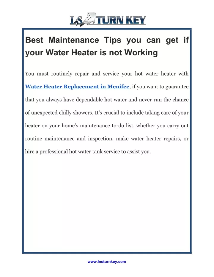 best maintenance tips you can get if your water