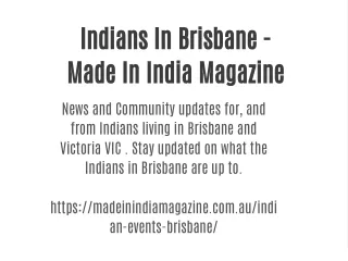 Indians In Brisbane - Made In India Magazine