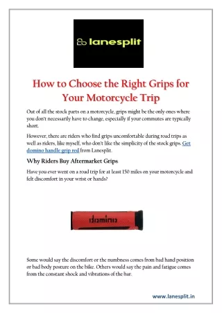 How to Choose the Right Grips for Your Motorcycle Trip