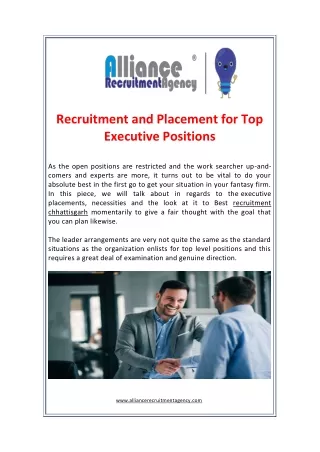 Recruitment and Placement for Top Executive Positions