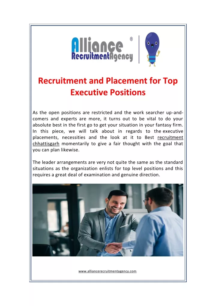 recruitment and placement for top executive