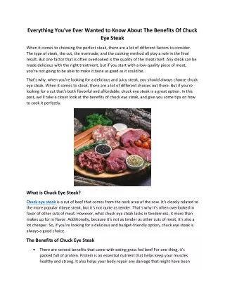 Everything You've Ever Wanted to Know About The Benefits Of Chuck Eye Steak
