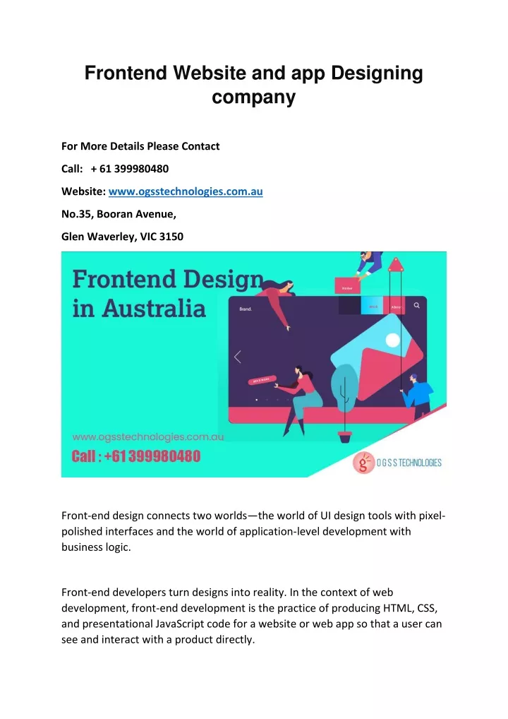 frontend website and app designing company