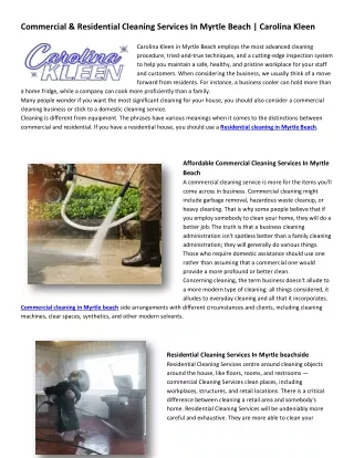 Residential cleaning in Myrtle Beach - Carolina Kleen