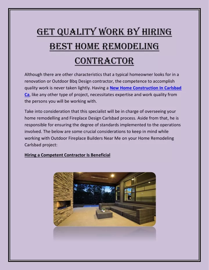 get quality work by hiring best home remodeling