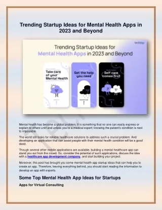 Trending Startup Ideas for Mental Health Apps in 2023 and Beyond