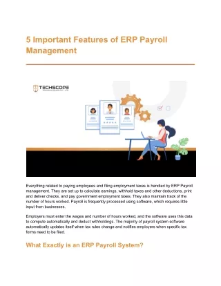 5 Important Features of ERP Payroll Management