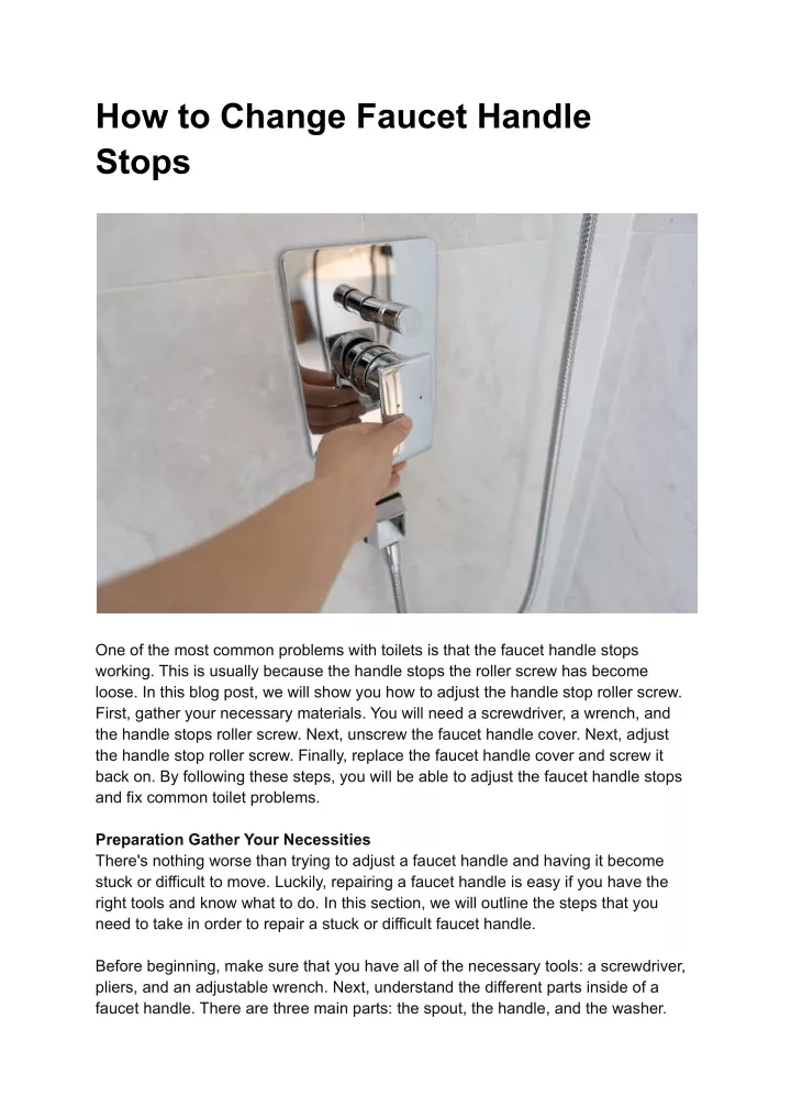 how to change faucet handle stops