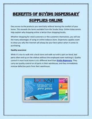 Benefits of buying dispensary supplies online